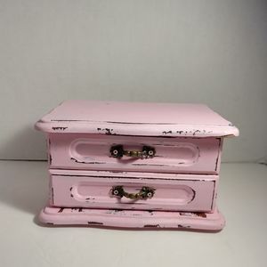 Vintage Upcycled Pink Shabby Chic Jewelry Box